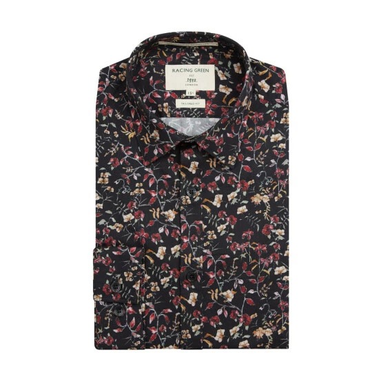 Racing Green Winter Floral Print Shirt For Male 1 Racing Green Winter Floral Print Shirt For Male