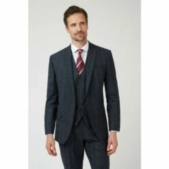 Racing Green Check Tailored Suit Jacket For Male