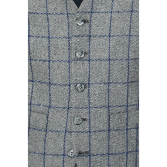 Racing Green Windowpane Heritage Tweed Waistcoat For Male 3 Racing Green Windowpane Heritage Tweed Waistcoat For Male - Image 3