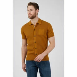 Racing Green Short Sleeve Button Through Polo For Male