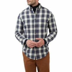Racing Green Long Sleeve Leston Brushed Ombre Check Shirt For Male