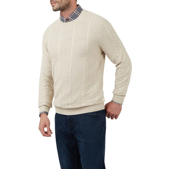 Racing Green The Stewart Crew Neck Cable Jumper For Male 1 Racing Green The Stewart Crew Neck Cable Jumper For Male