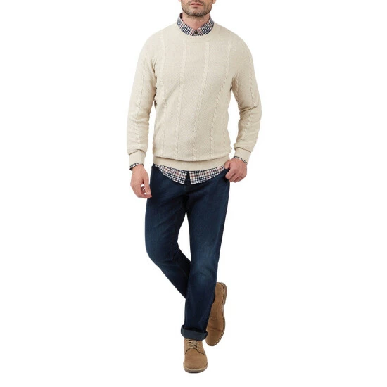 Racing Green The Stewart Crew Neck Cable Jumper For Male 3 Racing Green The Stewart Crew Neck Cable Jumper For Male - Image 3