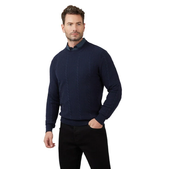 Racing Green The Stewart Crew Neck Cable Jumper For Male 7 Racing Green The Stewart Crew Neck Cable Jumper For Male - Image 7