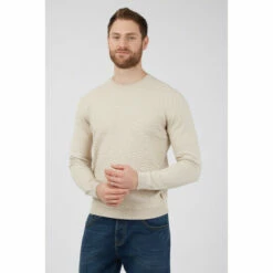 Racing Green Raised Geo Knit Crew For Male