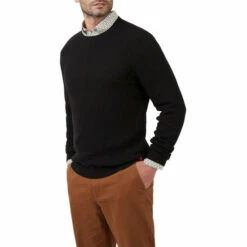 Racing Green The Stewart Crew Neck Rib Cable Jumper For Male